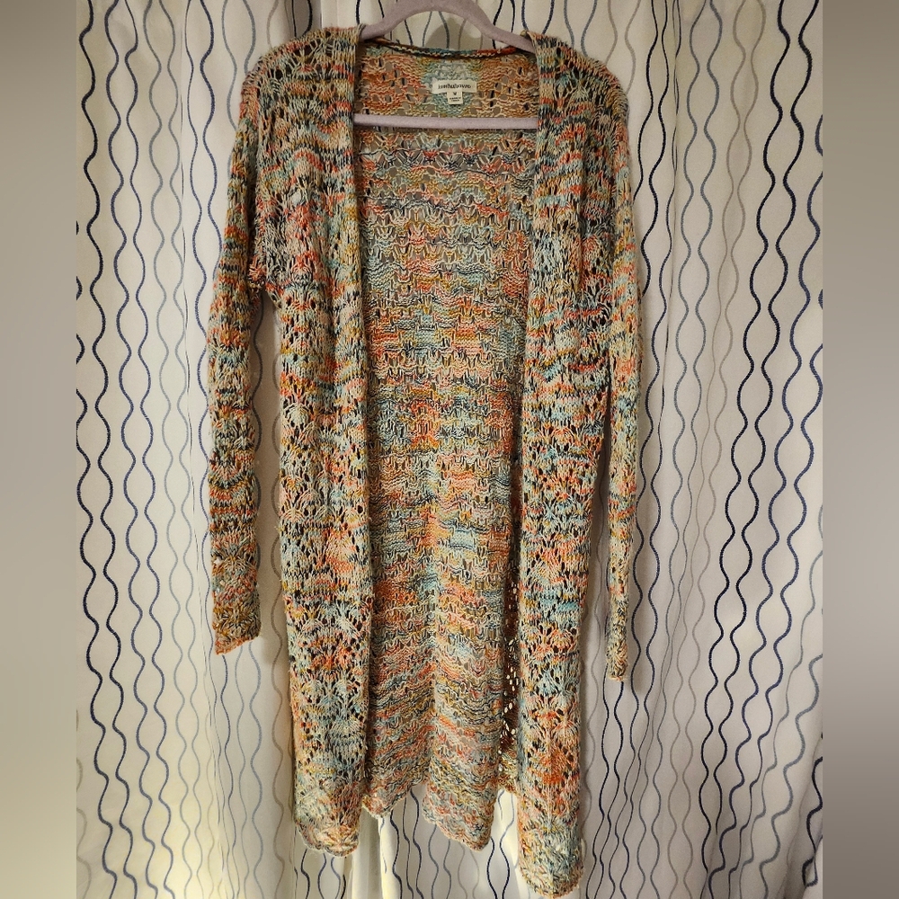 Multicolor Open Knit Women's Cardigan - Picture 2 of 4